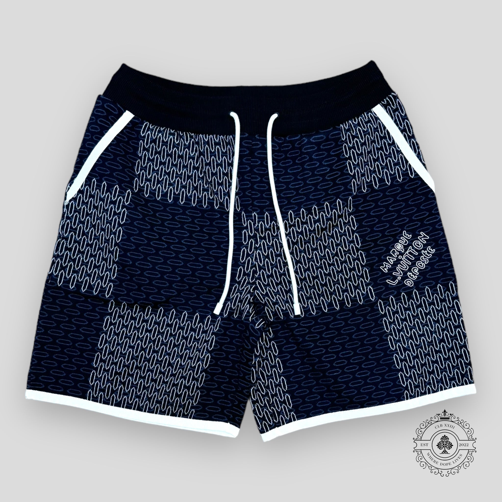 Short en coton matelassé Louis Vuitton Tennis Damier bleu marine