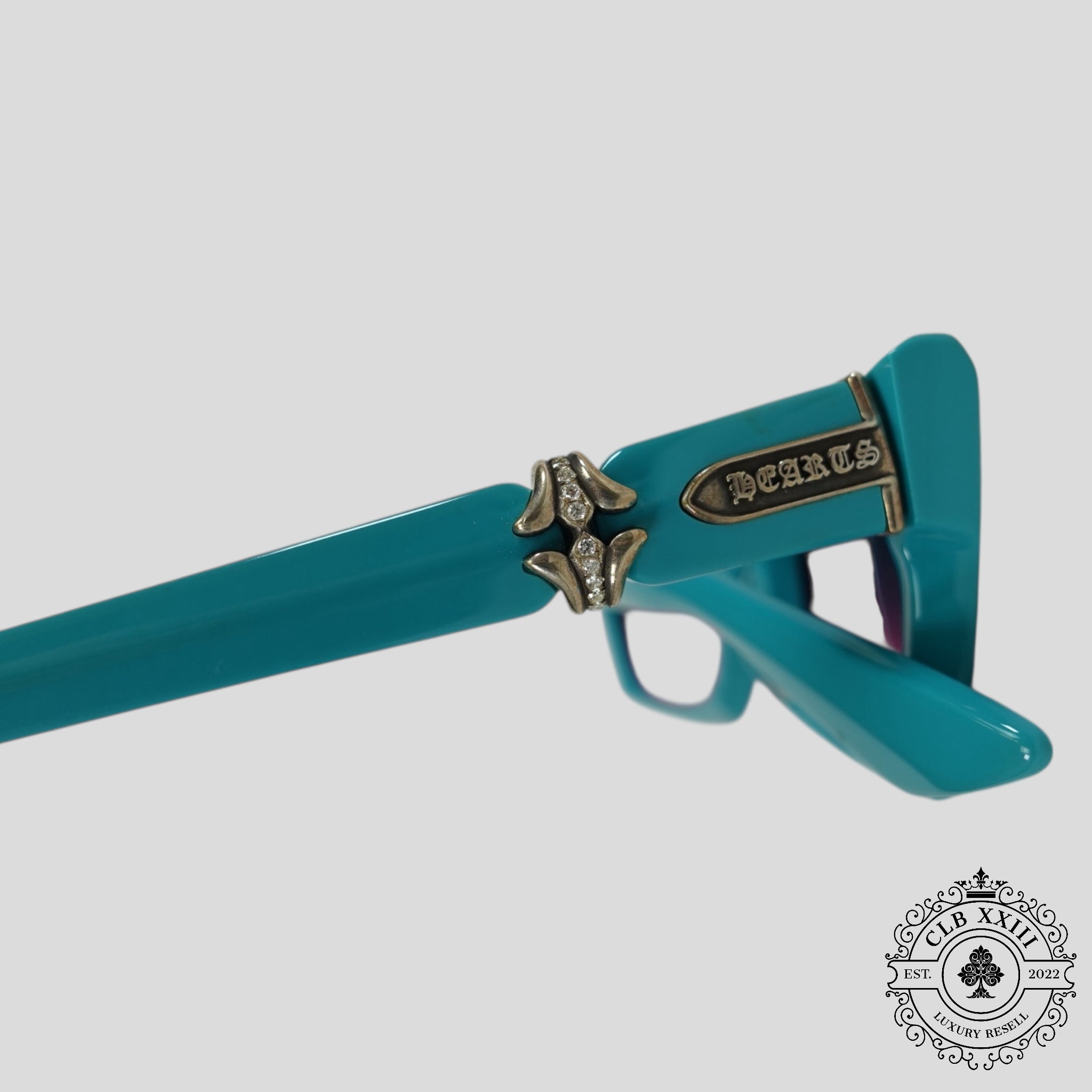 Lunettes Chrome Hearts Cliterally ornées de diamants en bleu/argent