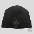 Bonnet Chrome Hearts en poils de poney et croix en cuir, noir