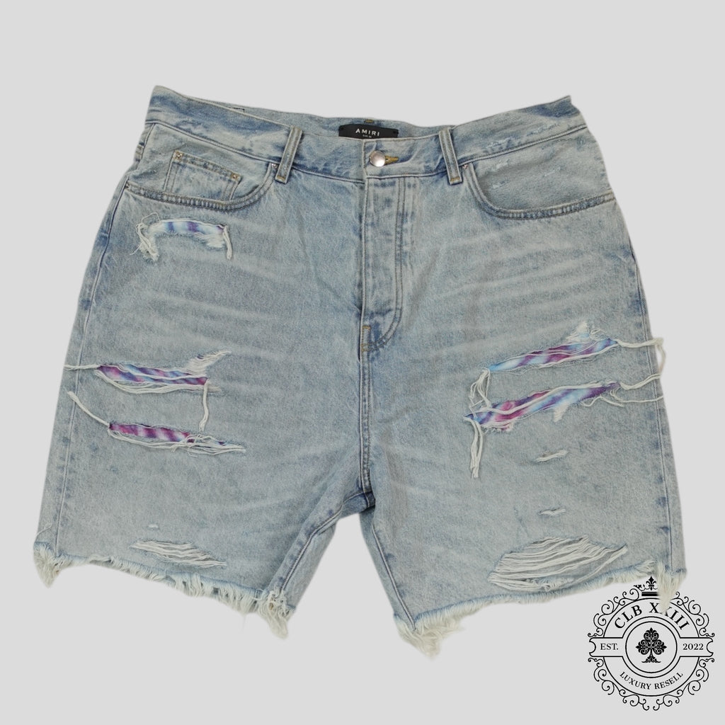 Shorts en jean Amiri Tie Dye Thrasher délavage clair