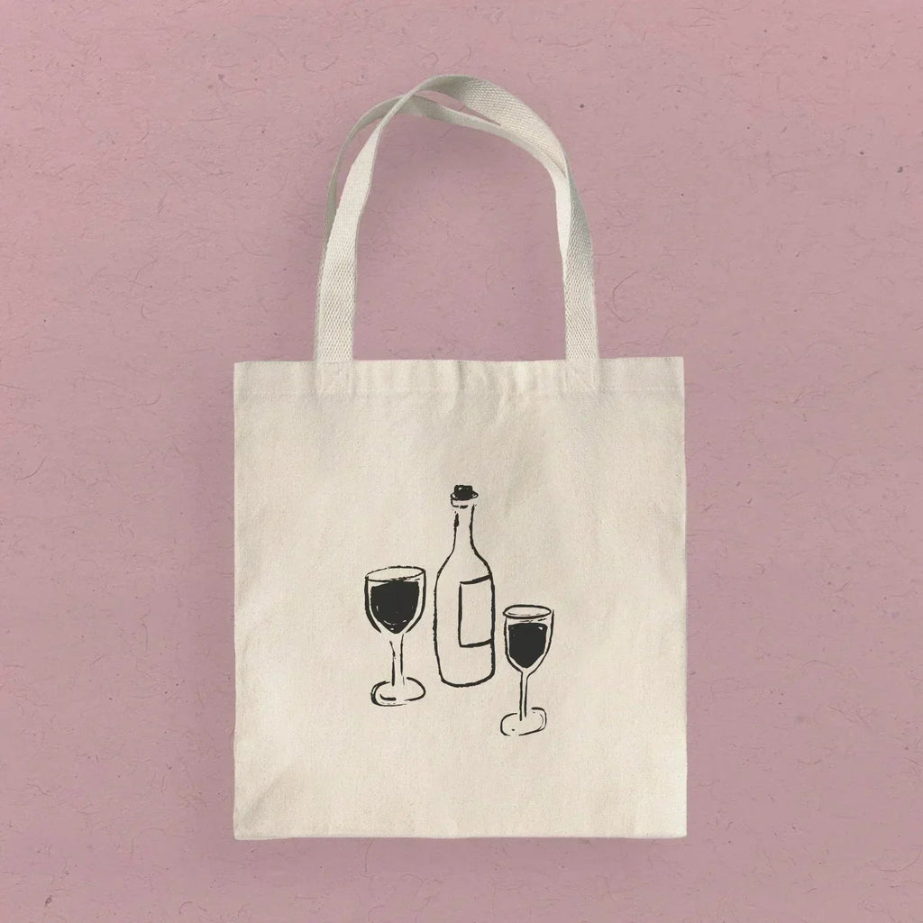 Sac fourre-tout en toile - Vin et verres