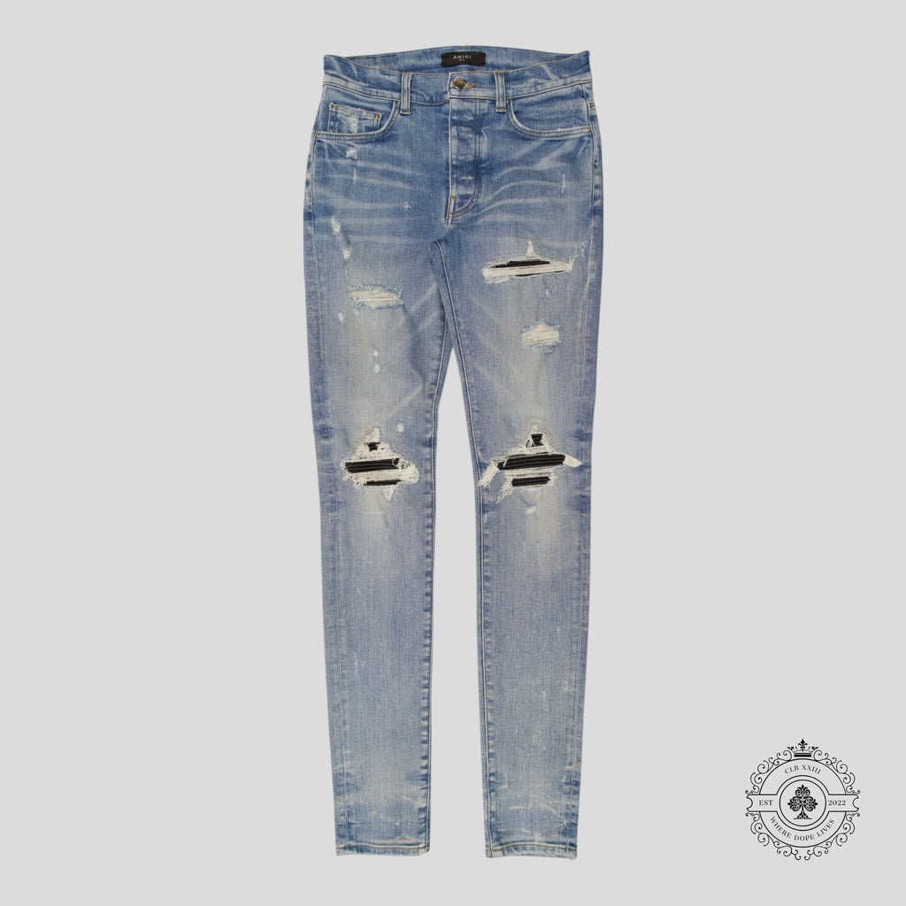 Jeans Amiri MX1 en cuir vieilli indigo clair