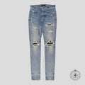 Jeans Amiri MX1 en cuir vieilli indigo clair