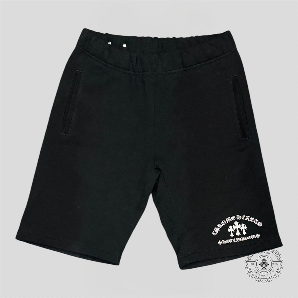 Shorts molletonnés brodés Chrome Hearts Cemetery Cross en noir