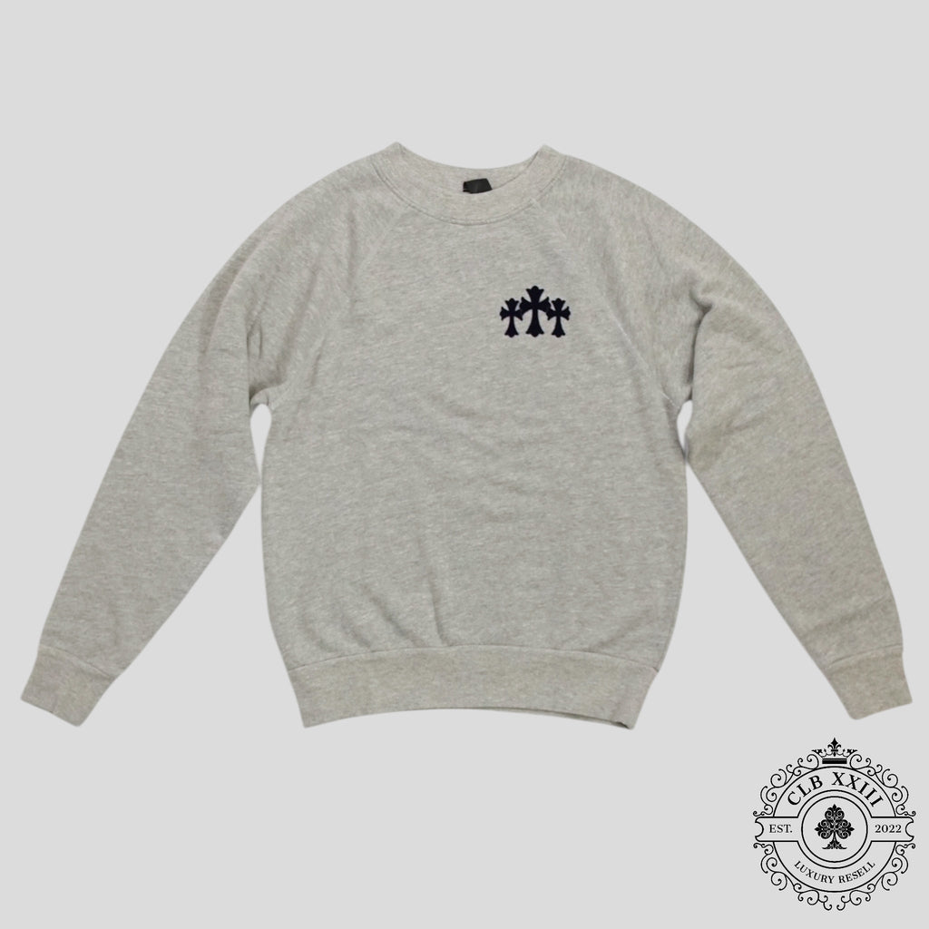 Sweat ras du cou Chrome Hearts Triple Cross CH floqué pour femme, gris