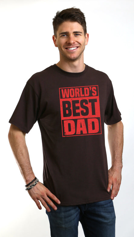 T-shirt graphique à manches courtes pour homme en viscose de bambou/coton biologique "Meilleur papa du monde"