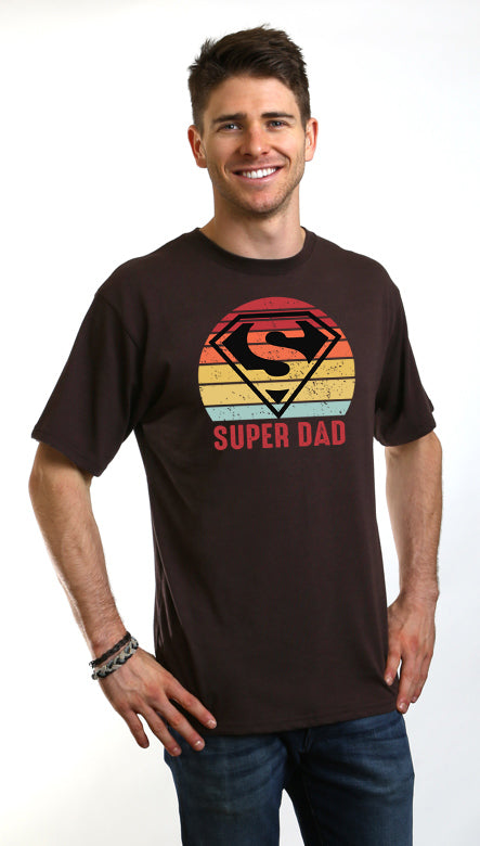 T-shirt à manches courtes en viscose de bambou et coton biologique avec motif pour homme "Super Papa"