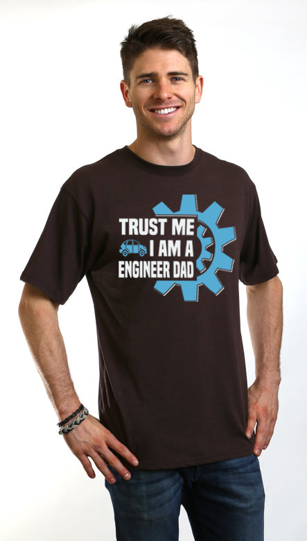 T-shirt graphique à manches courtes en viscose de bambou/coton biologique pour homme - « Croyez-moi, je suis ingénieur, papa »