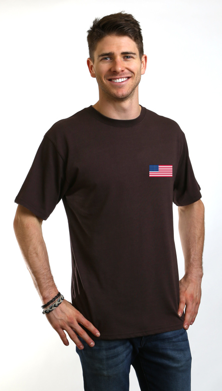T-shirt graphique à manches courtes en viscose de bambou/coton biologique pour homme avec drapeau américain