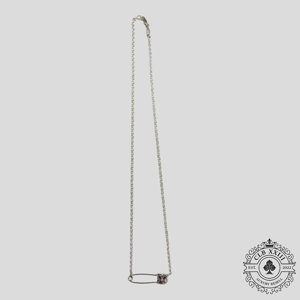 Collier trombone Chrome Hearts avec diamants en argent