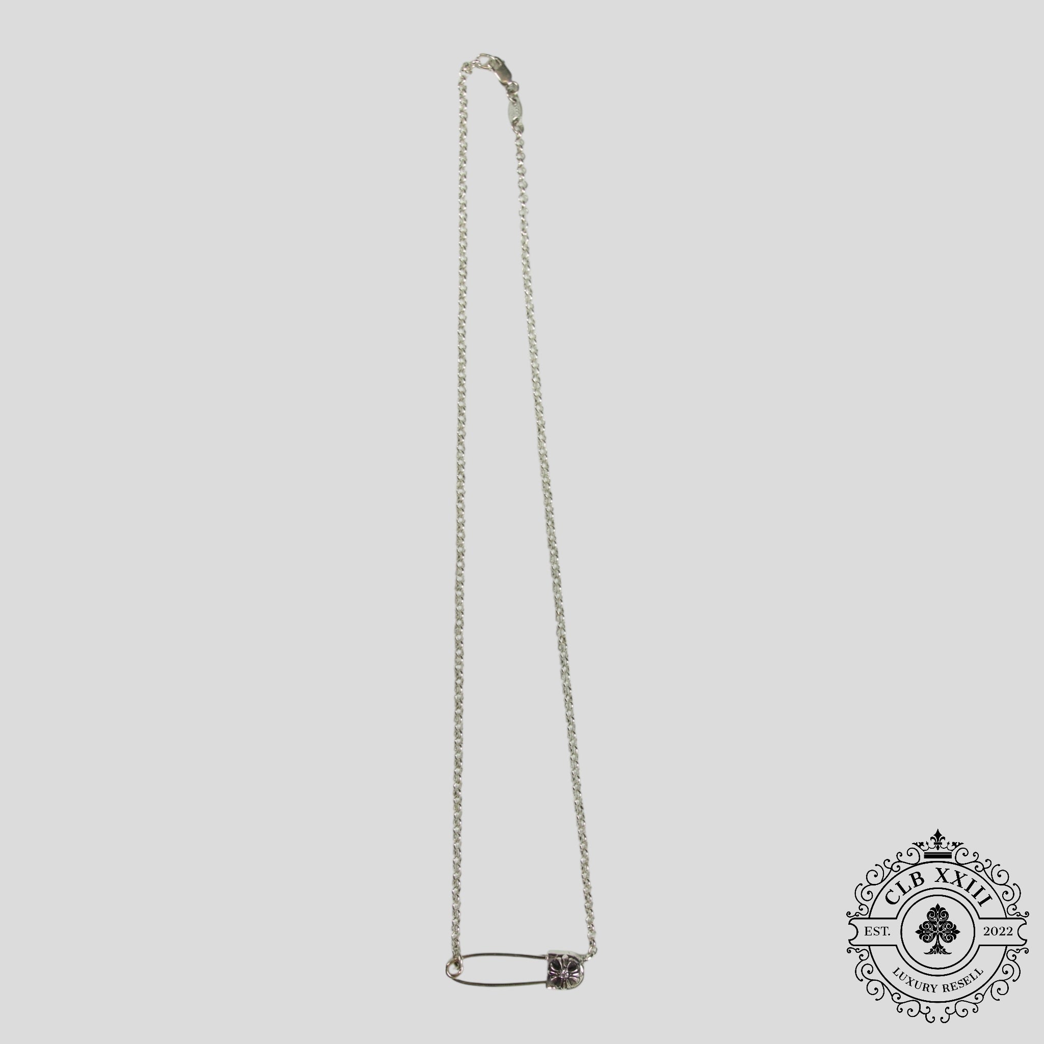 Collier trombone Chrome Hearts avec diamants en argent