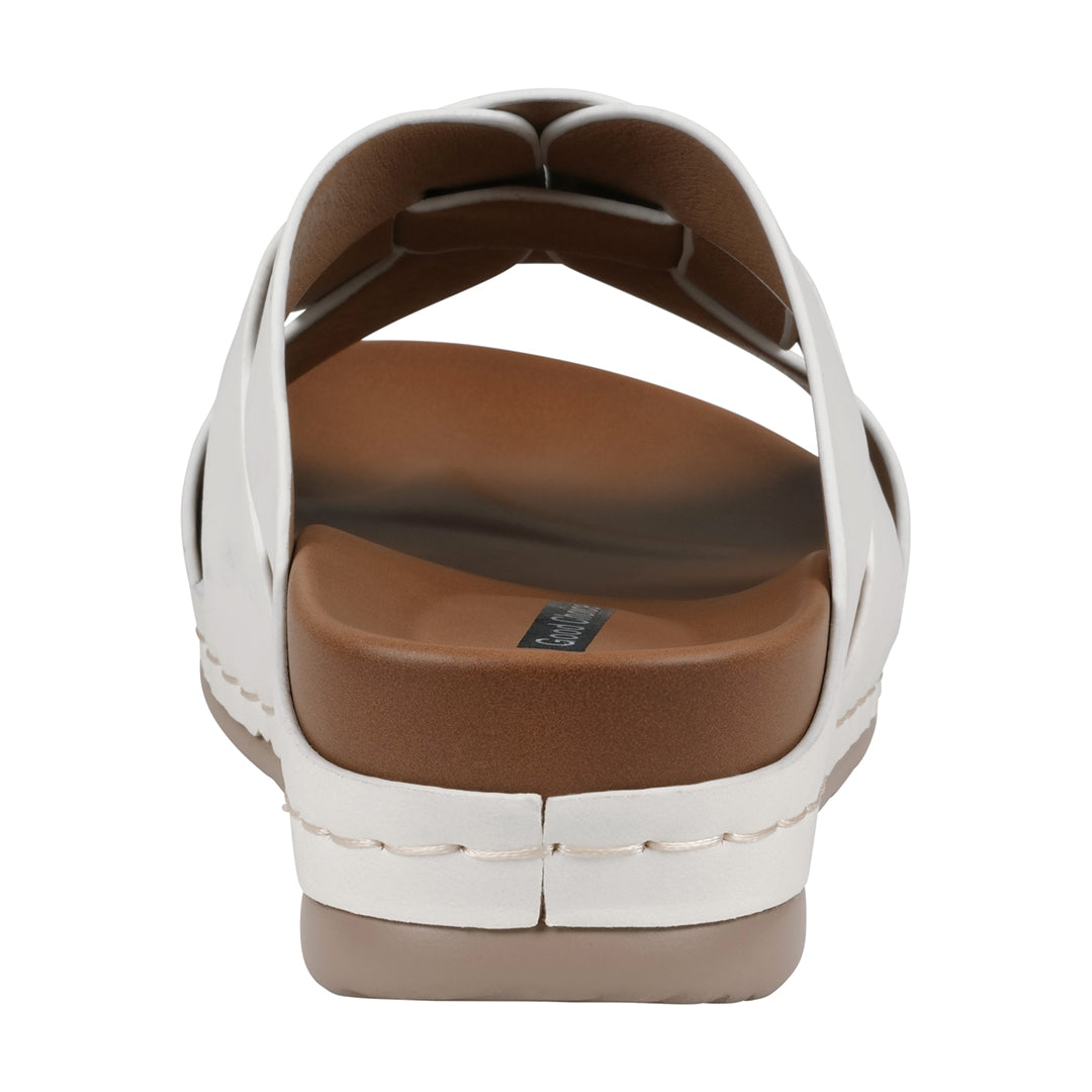 Sandales confort brodées Betsy blanches pour femme