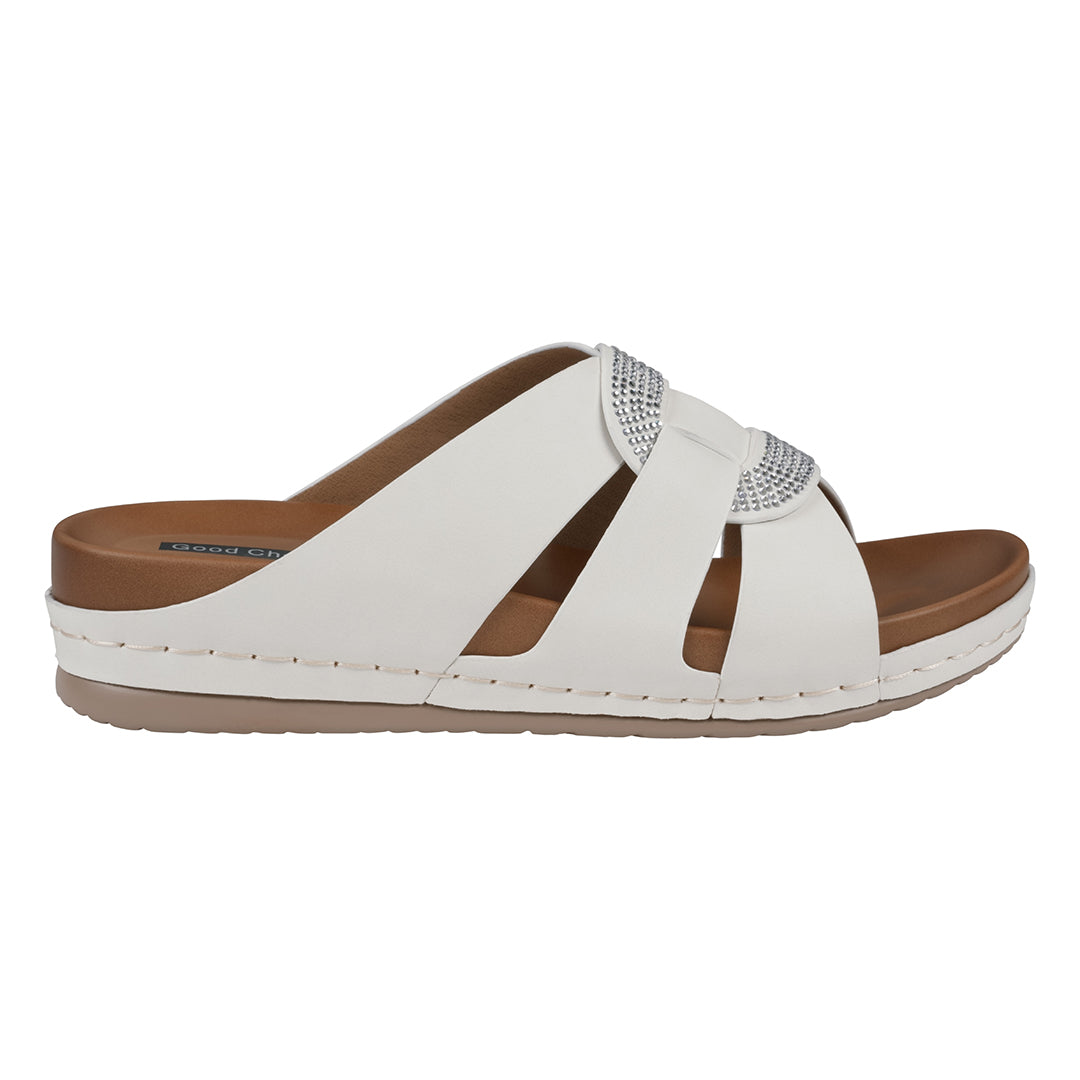 Sandales confort brodées Betsy blanches pour femme