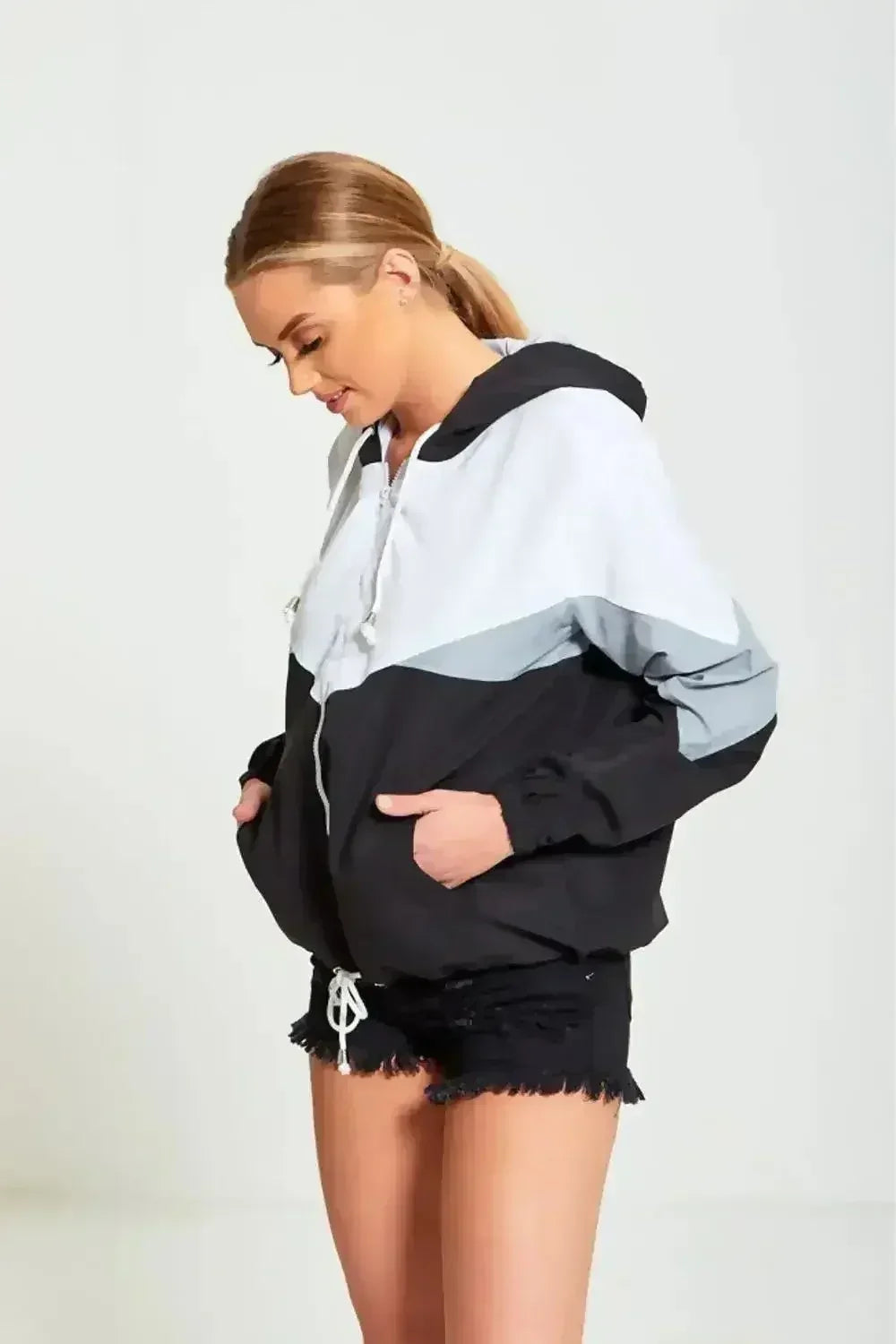 Veste imperméable bicolore pour femme