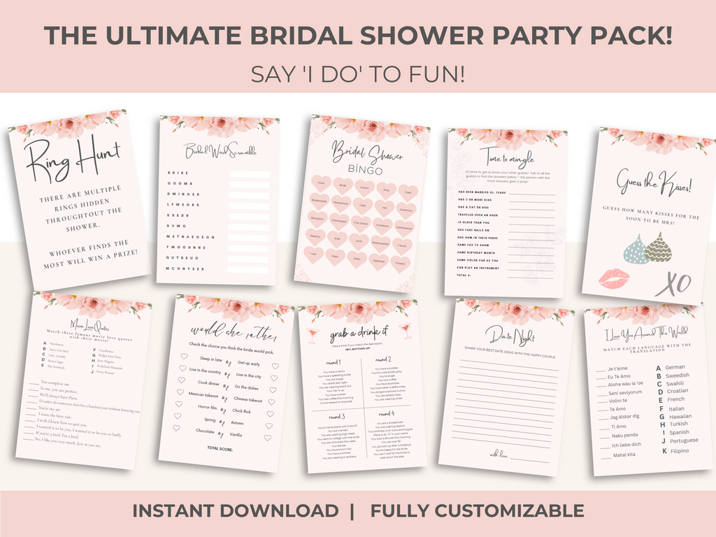 24 Printable & Editable Bridal Shower Games Bundle