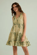 Robe trapèze florale Fiona verte