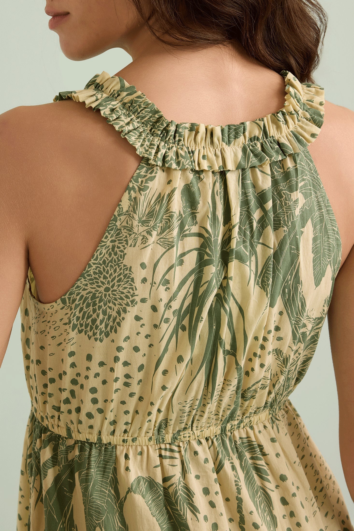 Robe trapèze florale Fiona verte