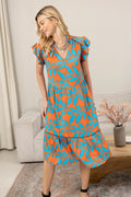 Robe Empire Audacieuse Et Magnifique Orange Et Bleue