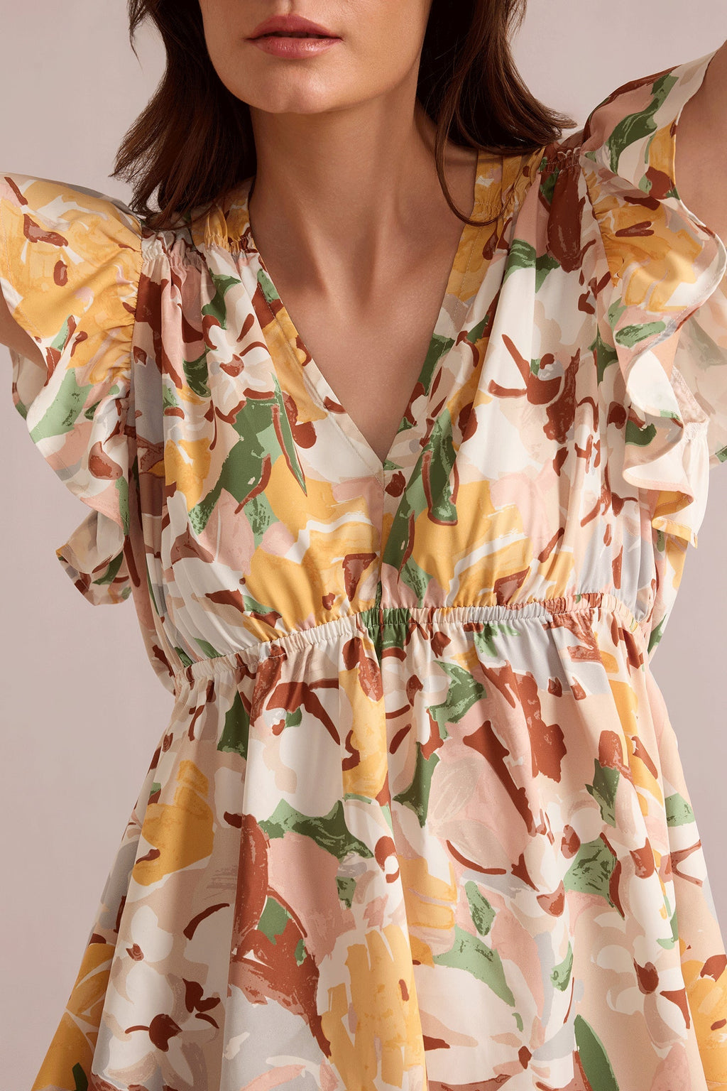 Top Evelyn Blossom blanc et marron