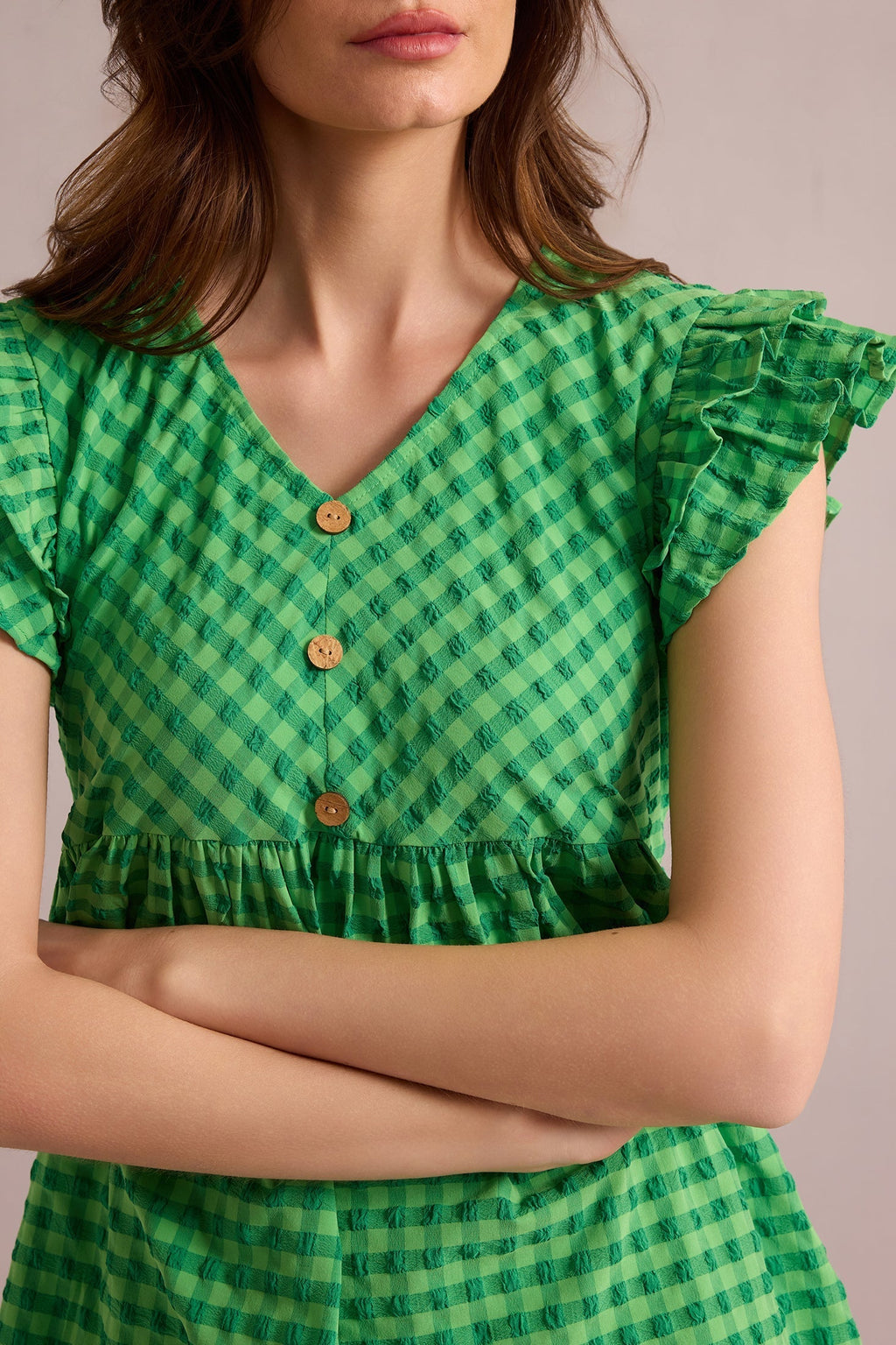 Robe Sophie à Imprimé Carreaux Vert