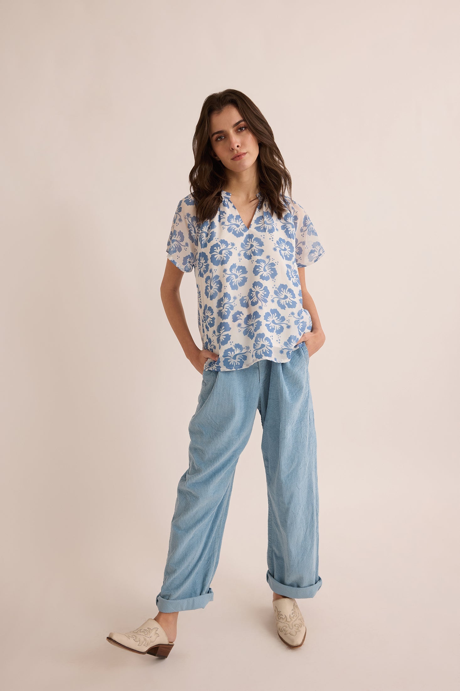 Haut fleuri bleu Love of Lydia