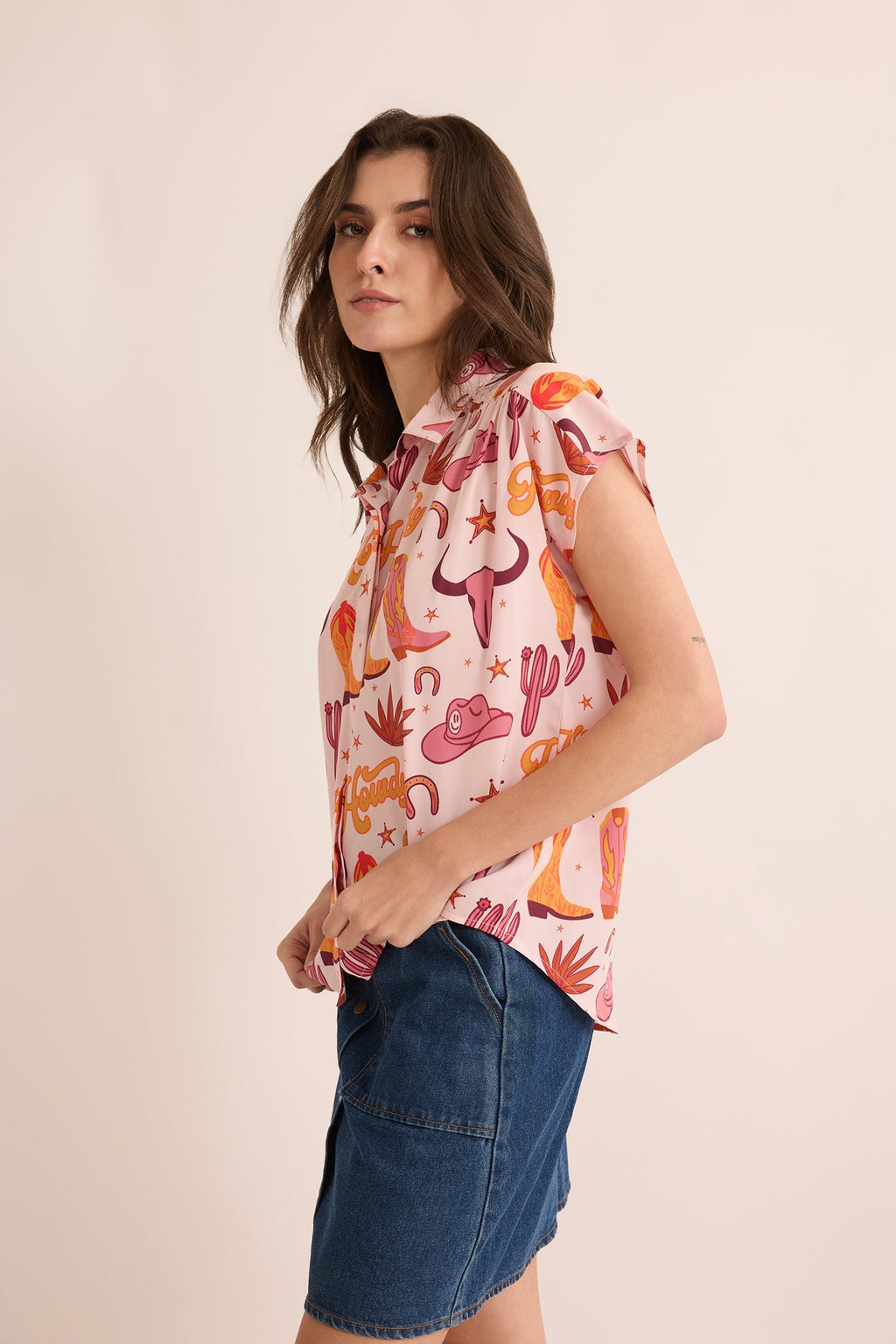 Chemise « Howdy Daisy » rose