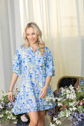 Robe en voile motif brise de Breanna - bleue