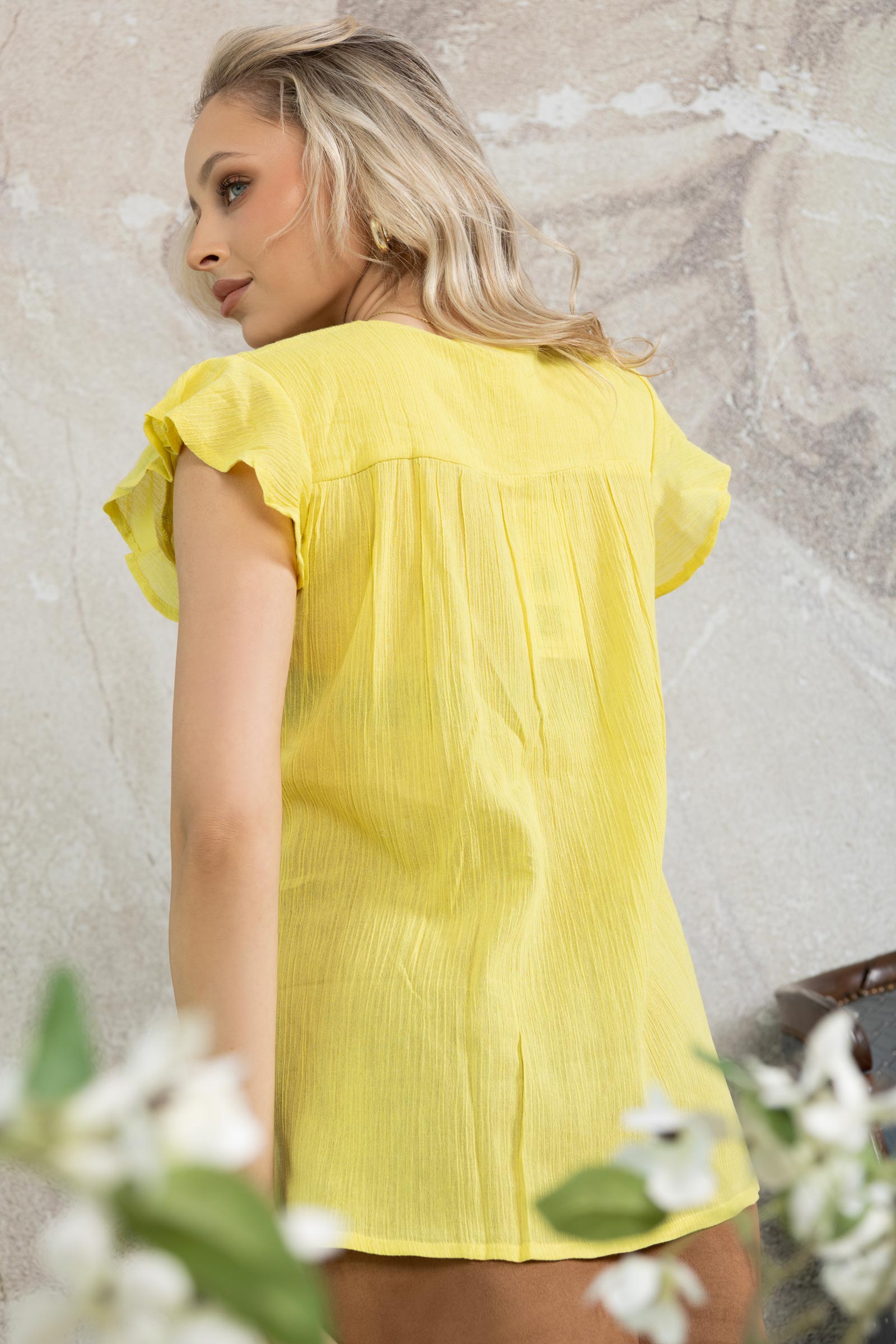 Haut Calanthe brodé jaune