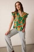 Haut Leilani à motif floral vert