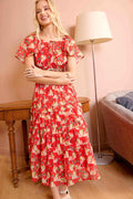 Robe mi-longue Bohera Lariat Grace en dentelle rouge cramoisi
