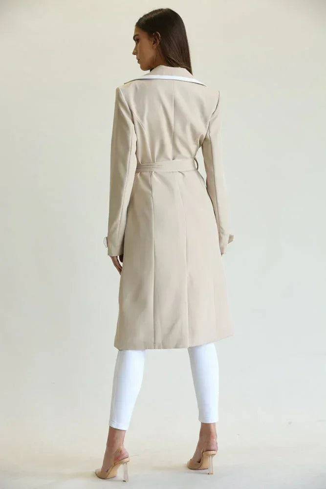 Long Manteau Élégant Ceinturé pour Femme