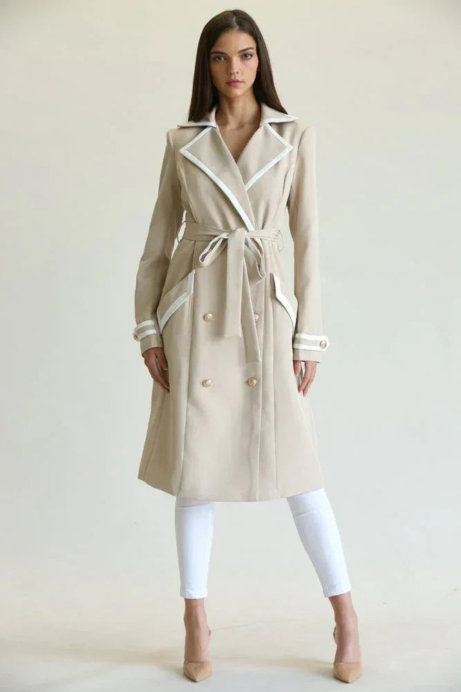 Long Manteau Élégant Ceinturé pour Femme