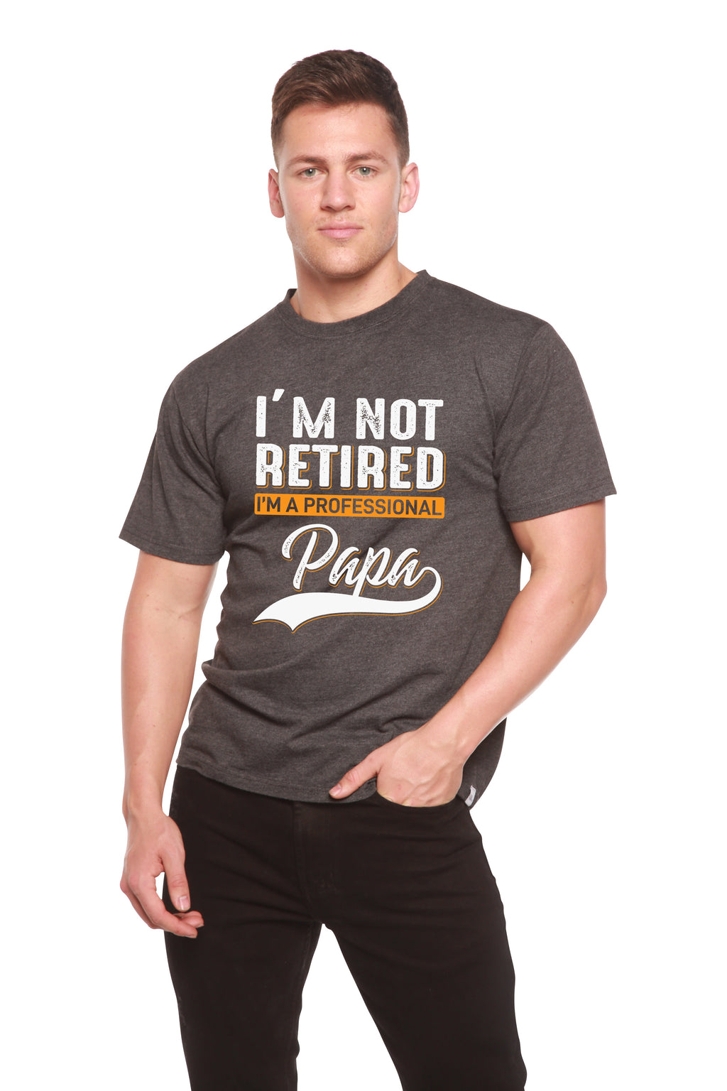 T-shirt à manches courtes en viscose de bambou/coton biologique à motif « I'm not Retired Men's »