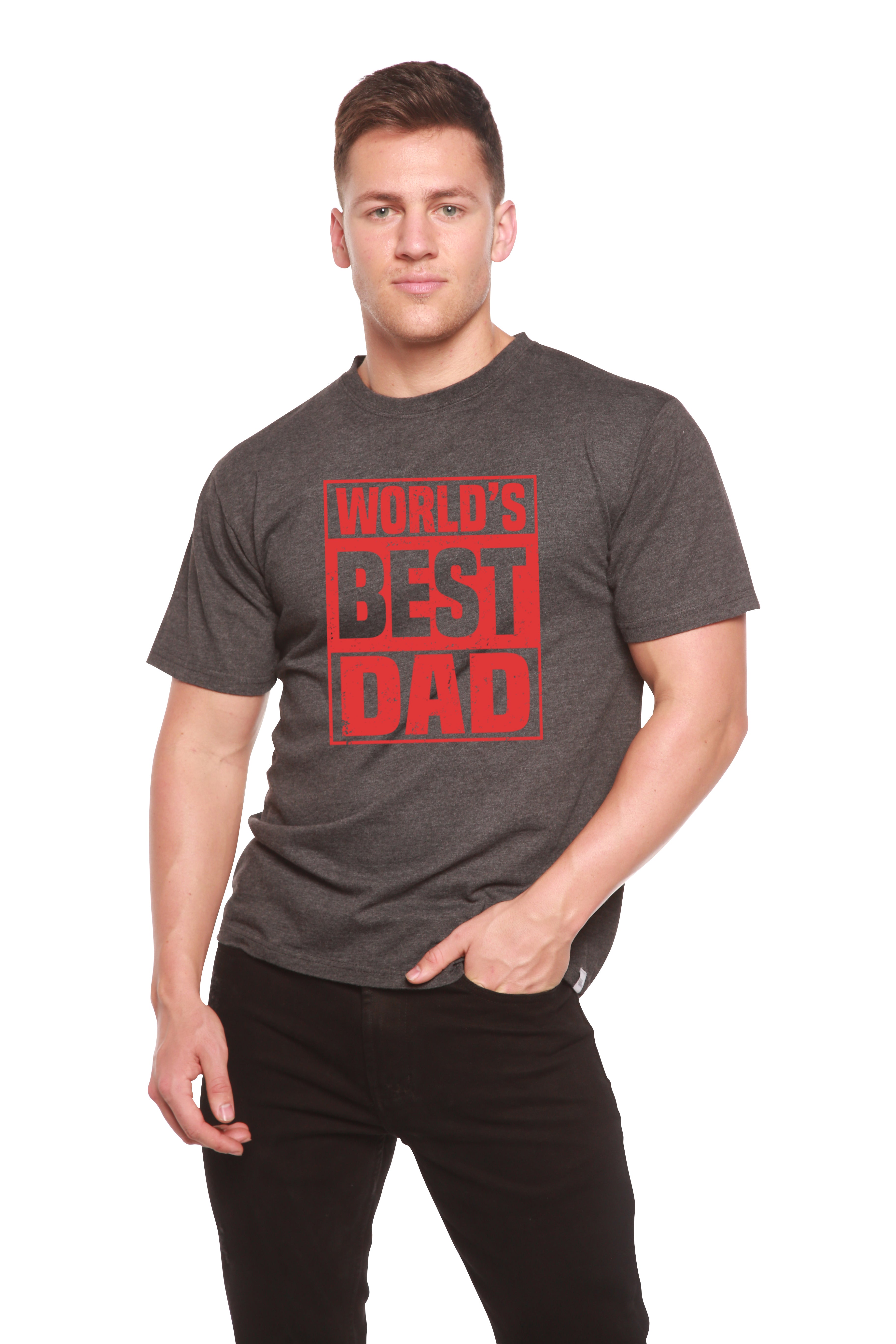 T-shirt graphique à manches courtes pour homme en viscose de bambou/coton biologique "Meilleur papa du monde"