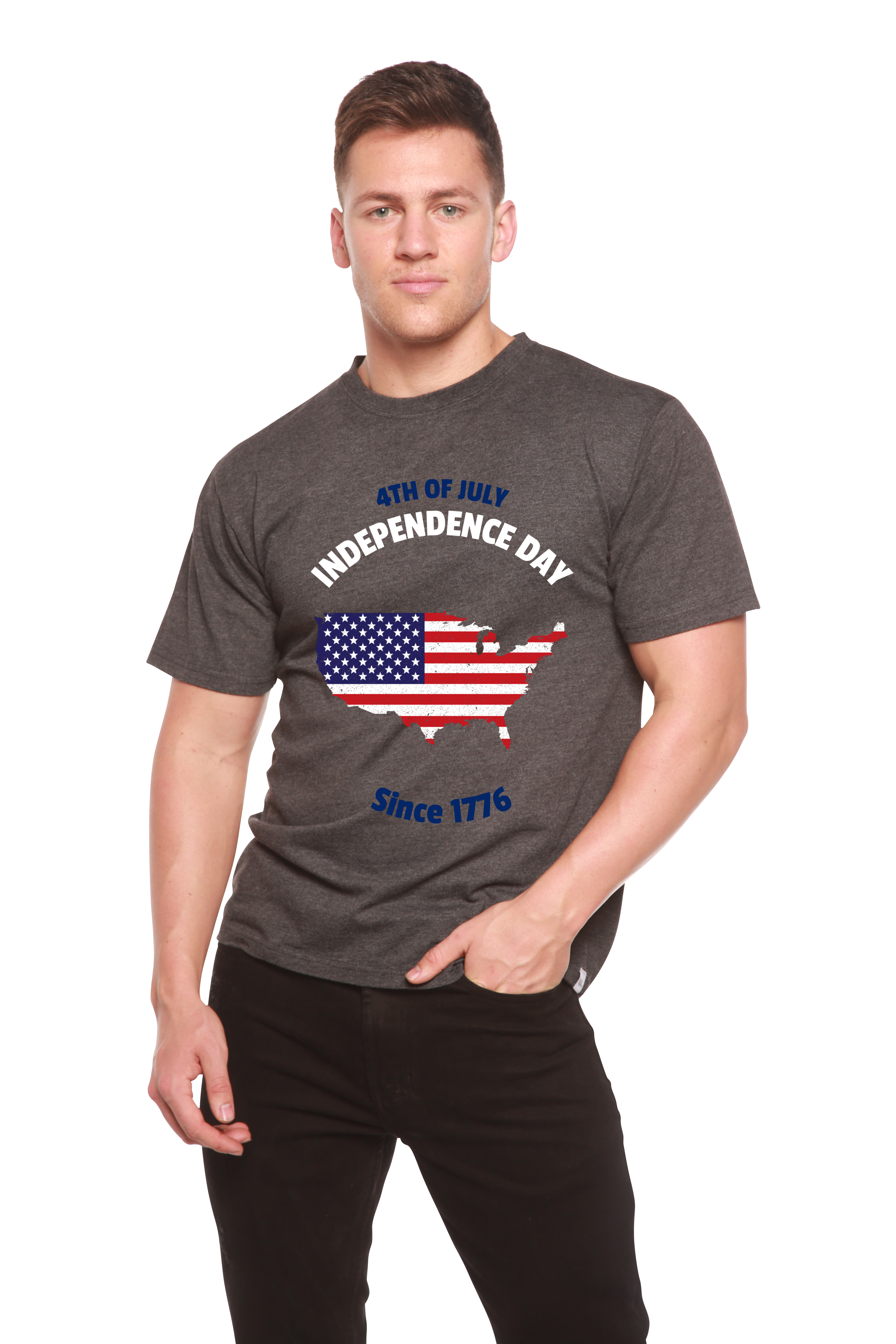 T-shirt graphique à manches courtes en viscose de bambou et coton bio pour homme – Spécial 4 juillet