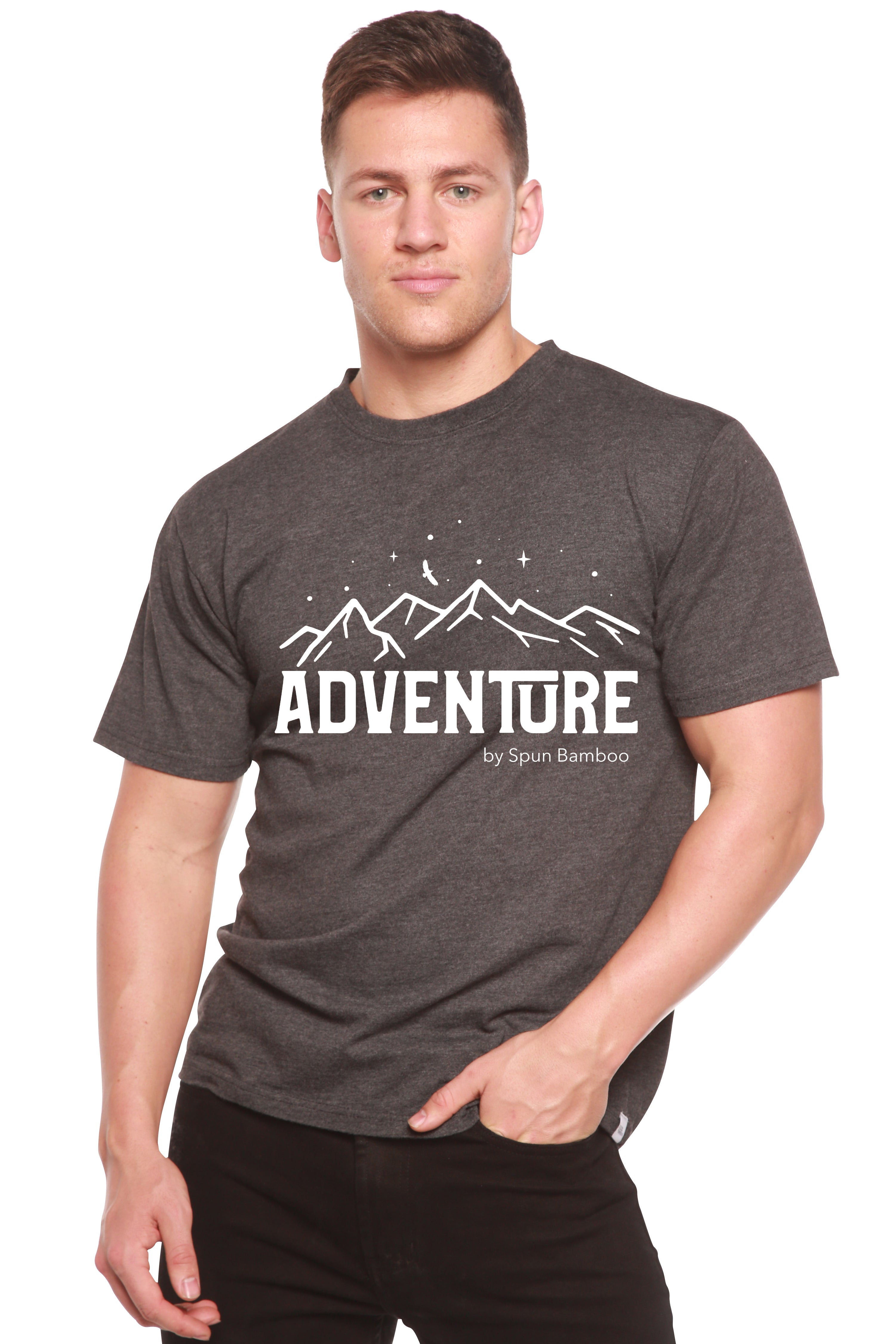T-shirt à manches courtes pour homme Adventure en viscose de bambou/coton biologique imprimé