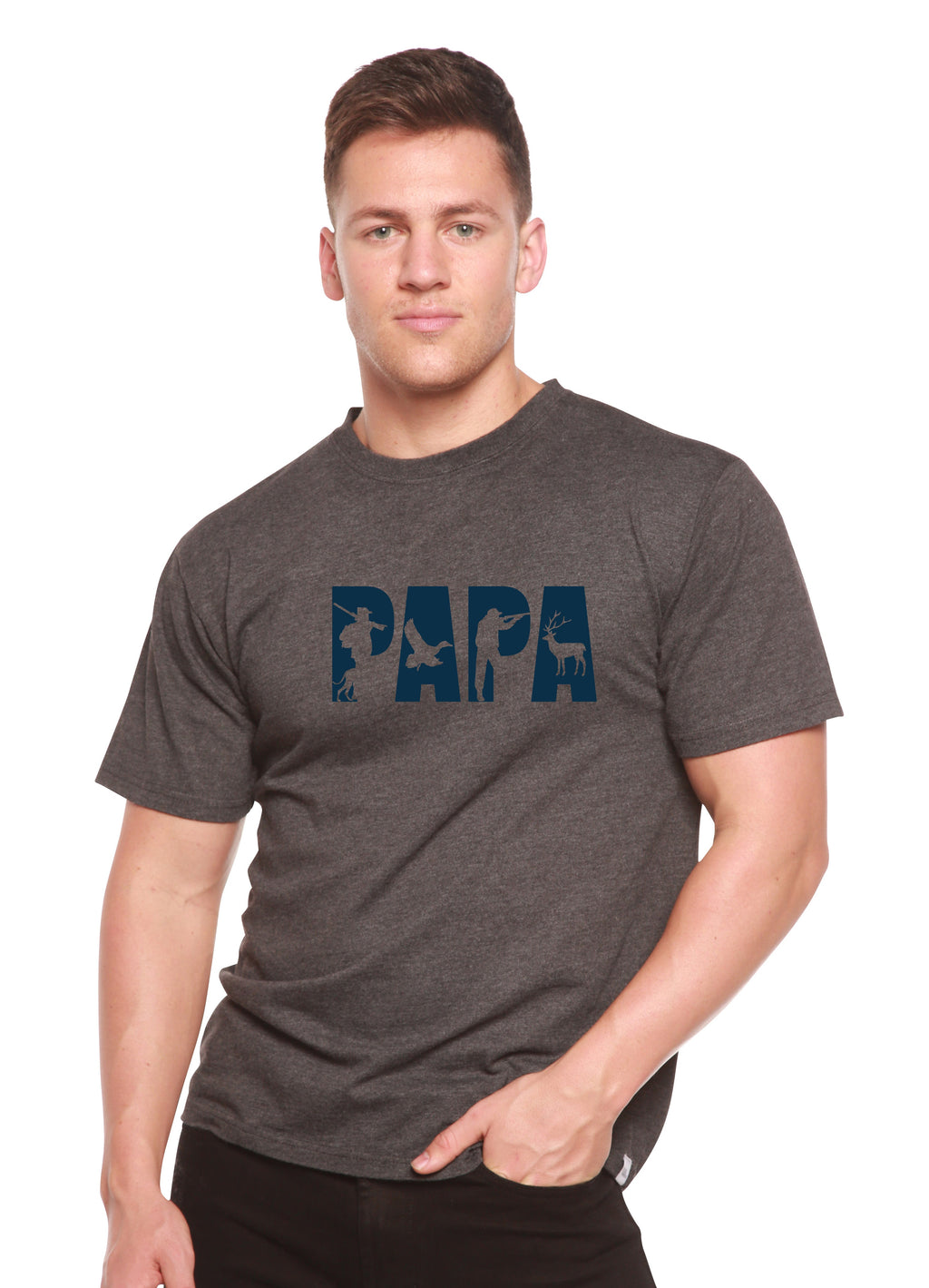 T-shirt graphique à manches courtes en bambou viscose/coton biologique pour homme PAPA