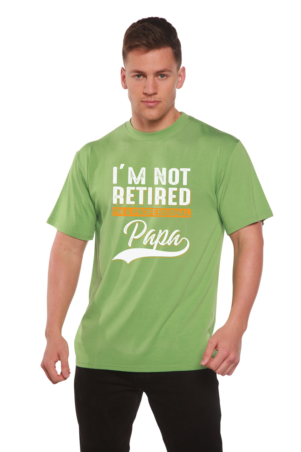 T-shirt à manches courtes en viscose de bambou/coton biologique à motif « I'm not Retired Men's »