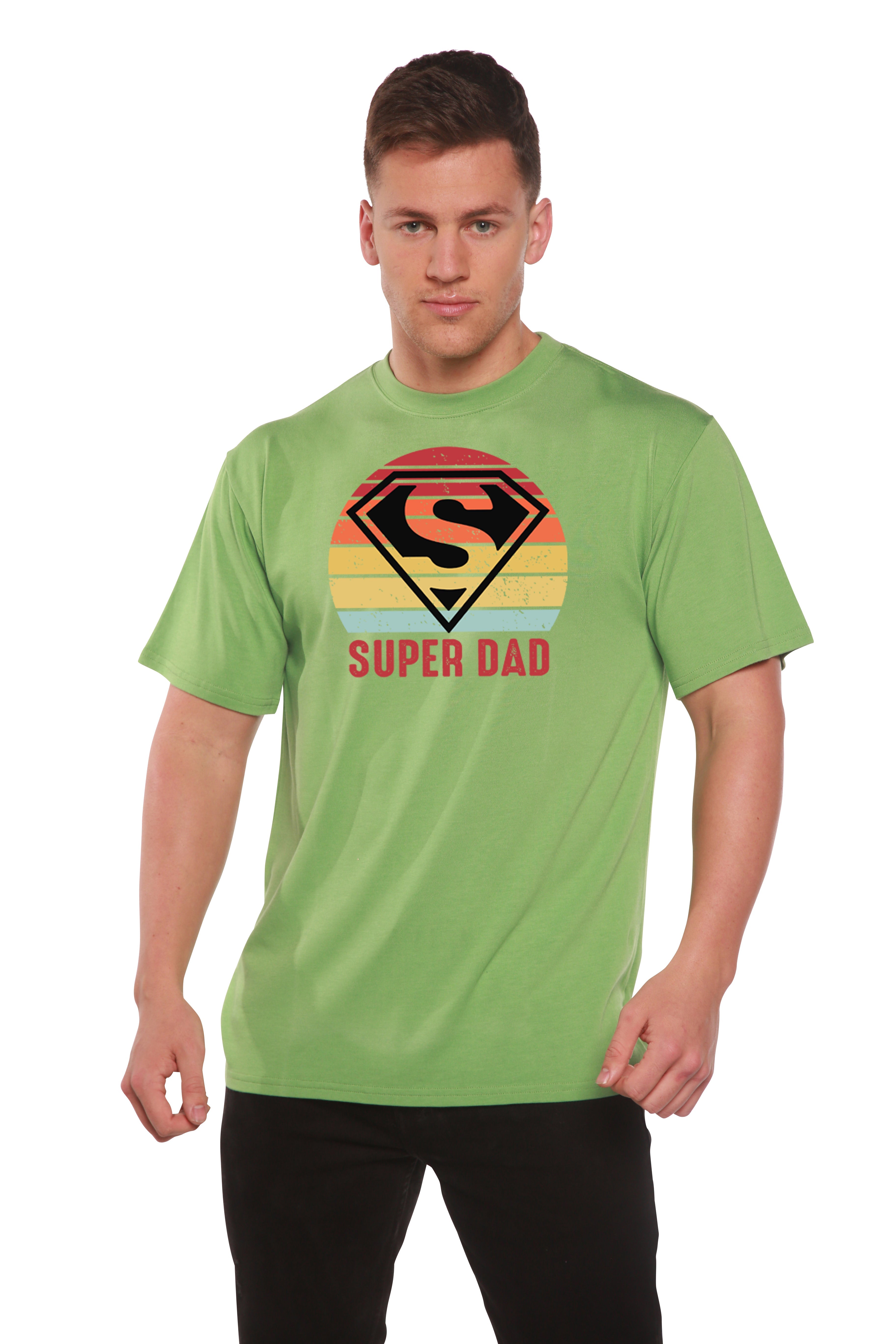 T-shirt à manches courtes en viscose de bambou et coton biologique avec motif pour homme "Super Papa"