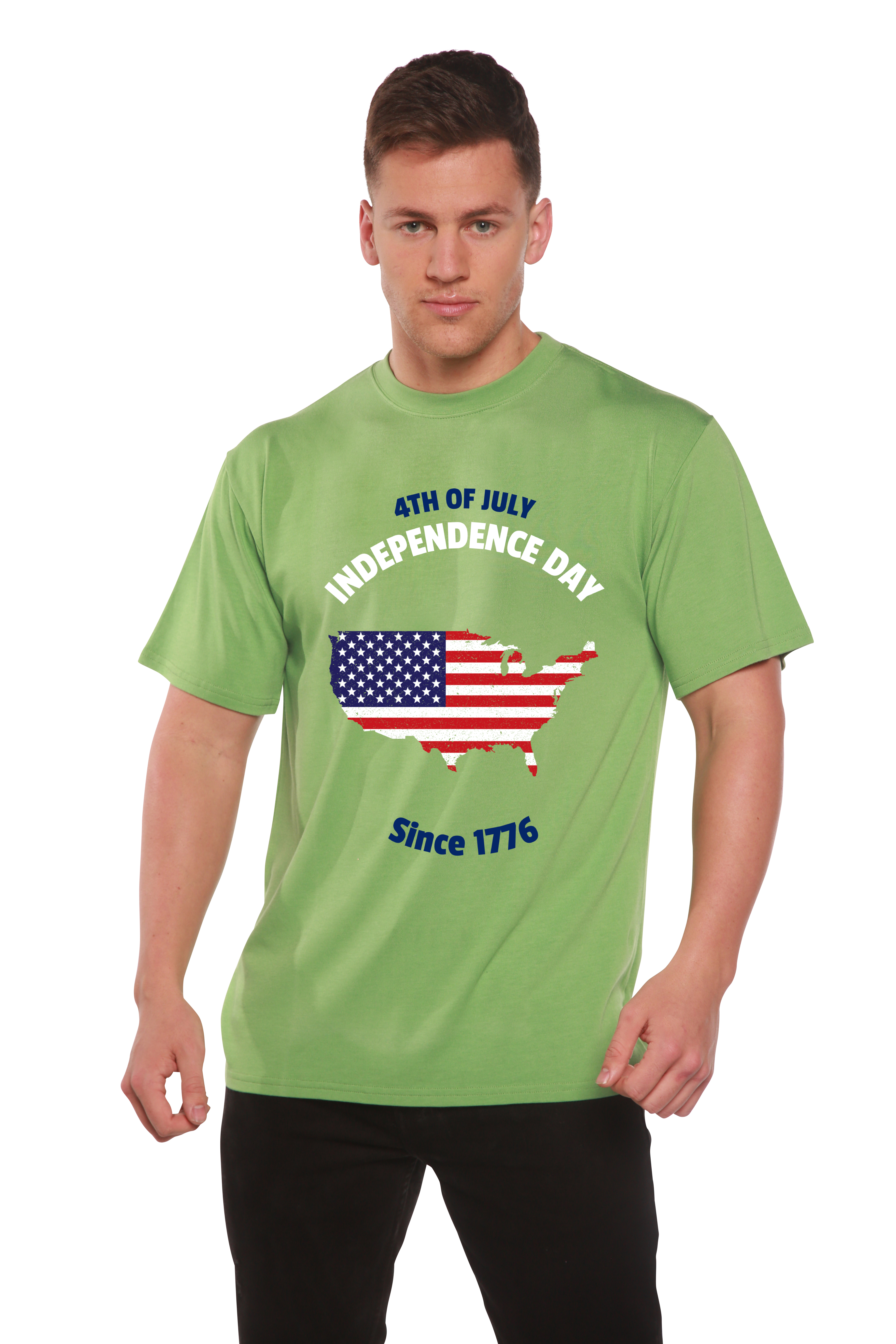 T-shirt graphique à manches courtes en viscose de bambou et coton bio pour homme – Spécial 4 juillet