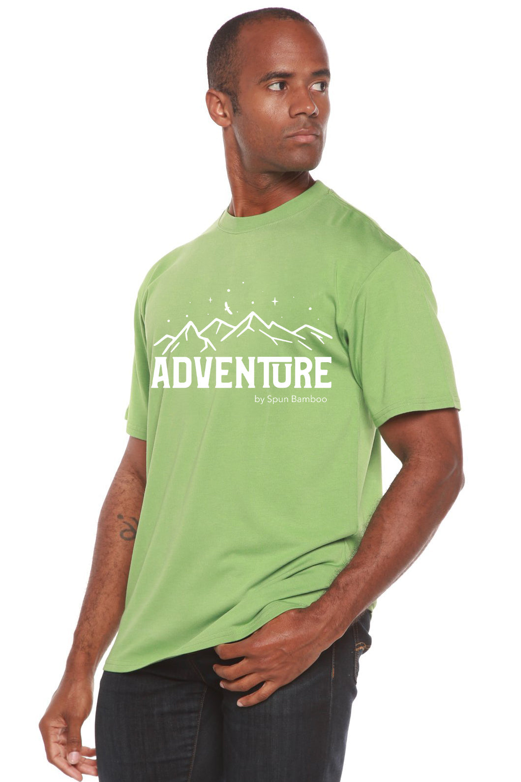 T-shirt à manches courtes pour homme Adventure en viscose de bambou/coton biologique imprimé