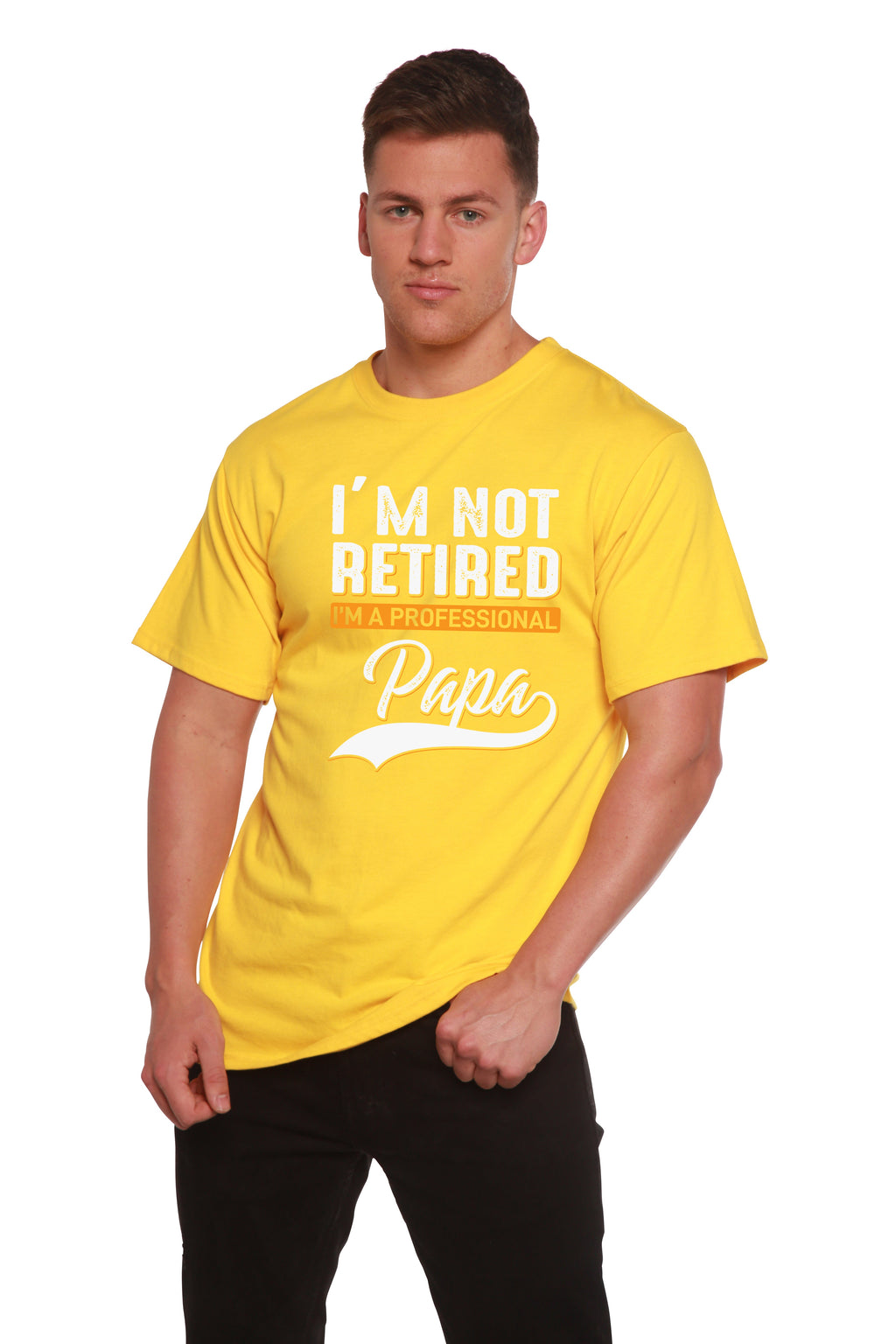 T-shirt à manches courtes en viscose de bambou/coton biologique à motif « I'm not Retired Men's »
