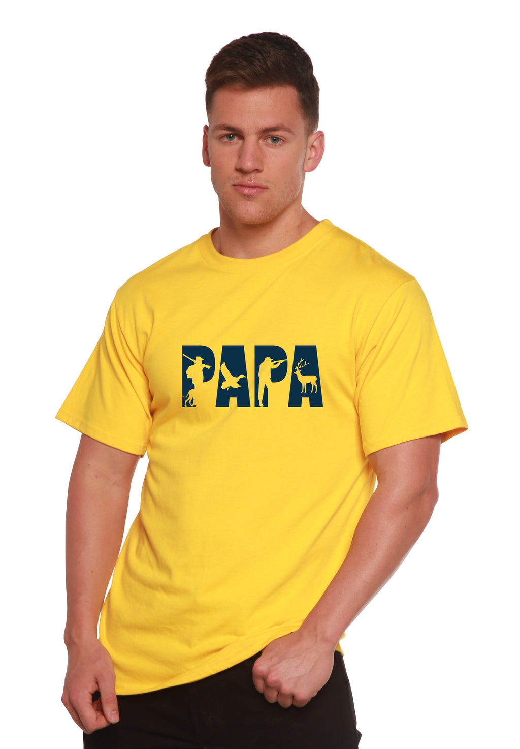 T-shirt graphique à manches courtes en bambou viscose/coton biologique pour homme PAPA