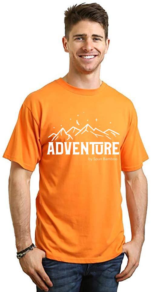 T-shirt à manches courtes pour homme Adventure en viscose de bambou/coton biologique imprimé