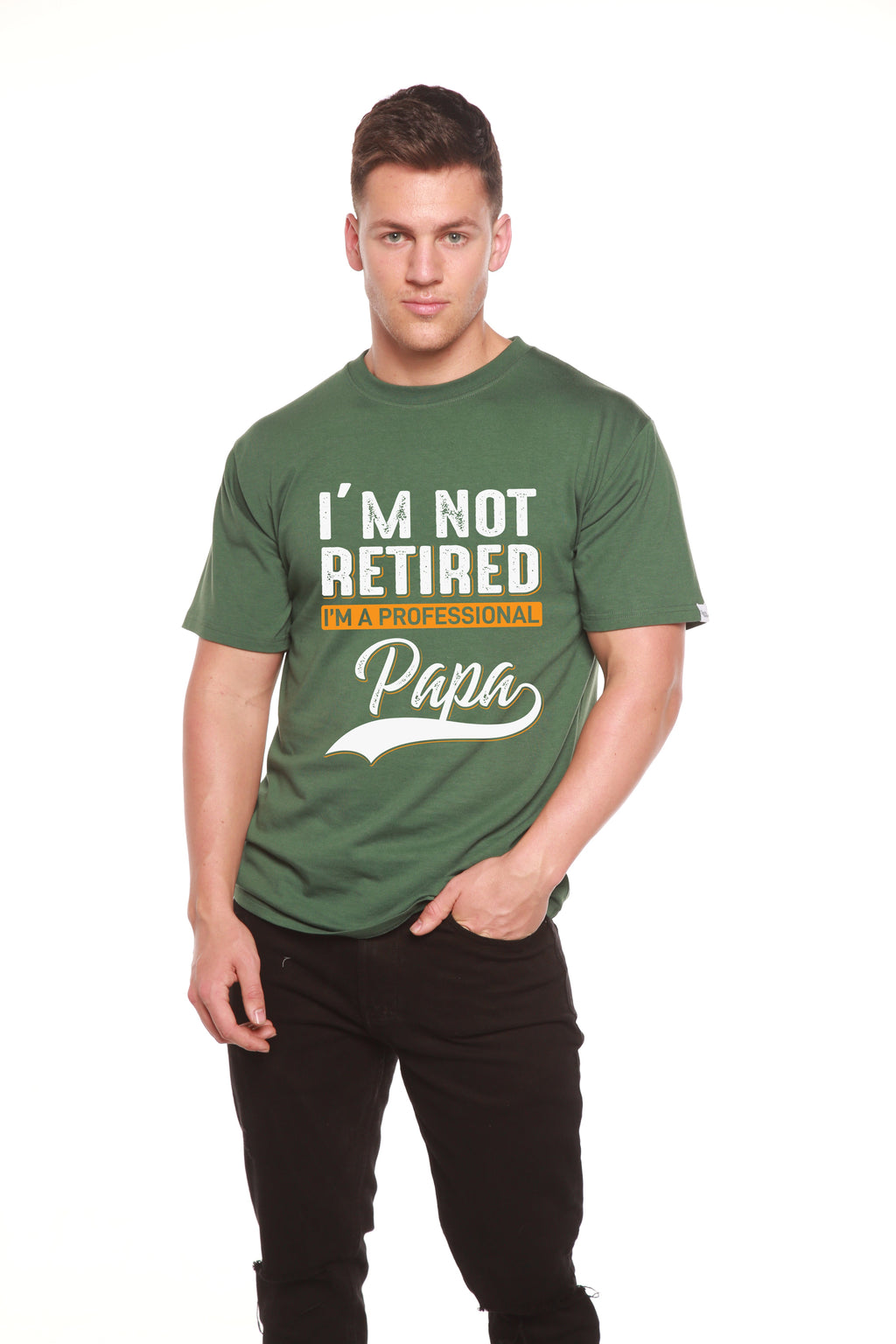 T-shirt à manches courtes en viscose de bambou/coton biologique à motif « I'm not Retired Men's »