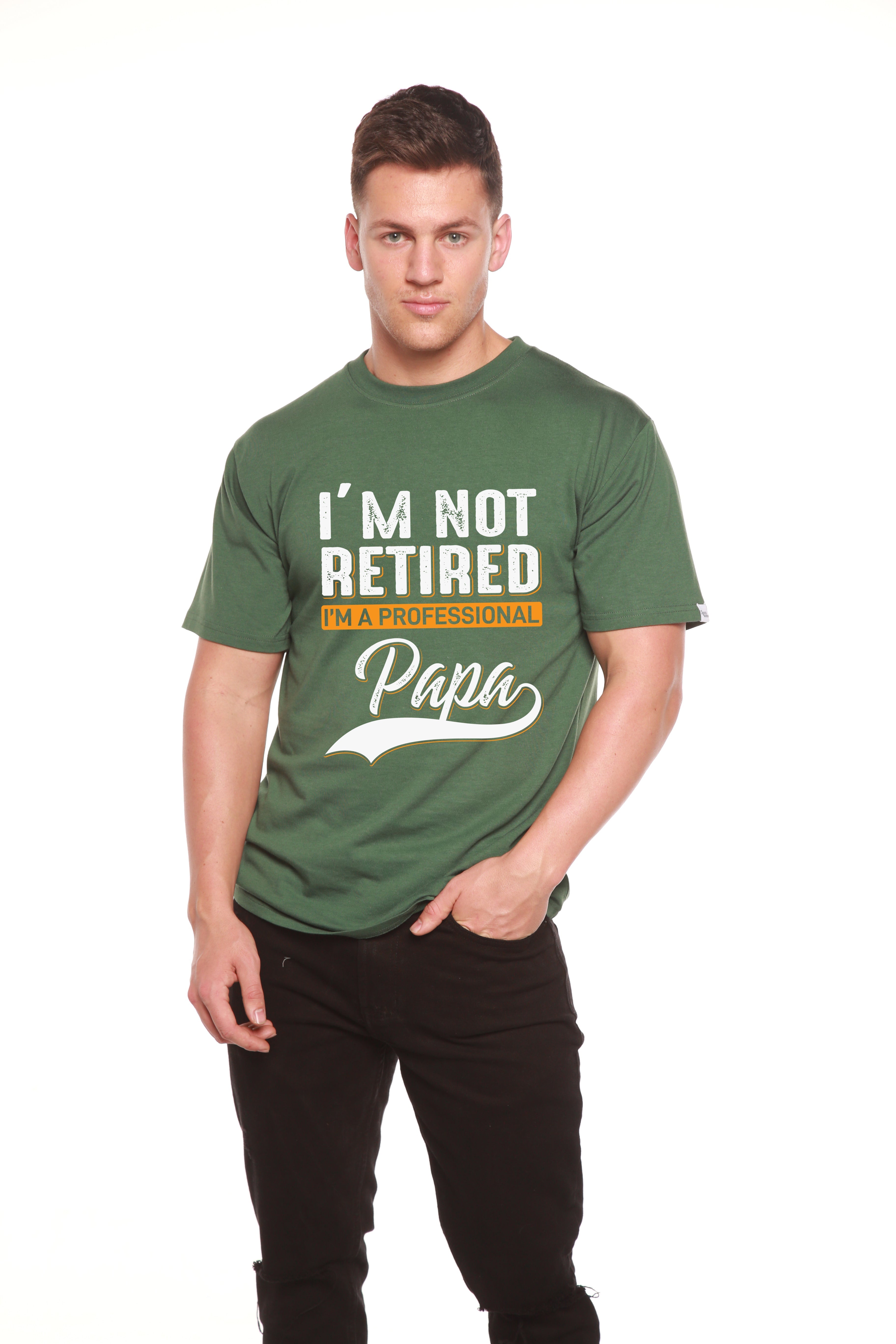 T-shirt à manches courtes en viscose de bambou/coton biologique à motif « I'm not Retired Men's »