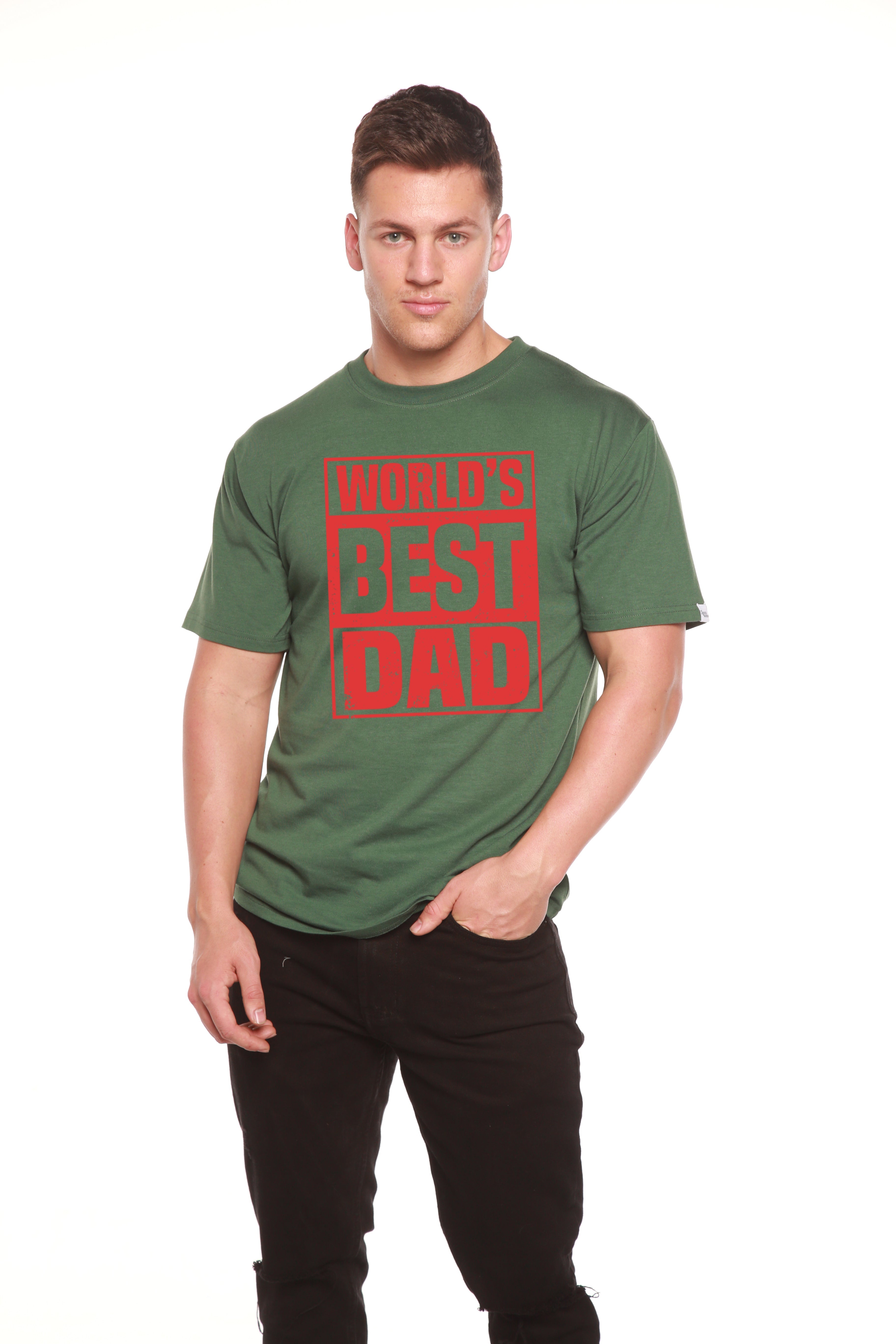 T-shirt graphique à manches courtes pour homme en viscose de bambou/coton biologique "Meilleur papa du monde"