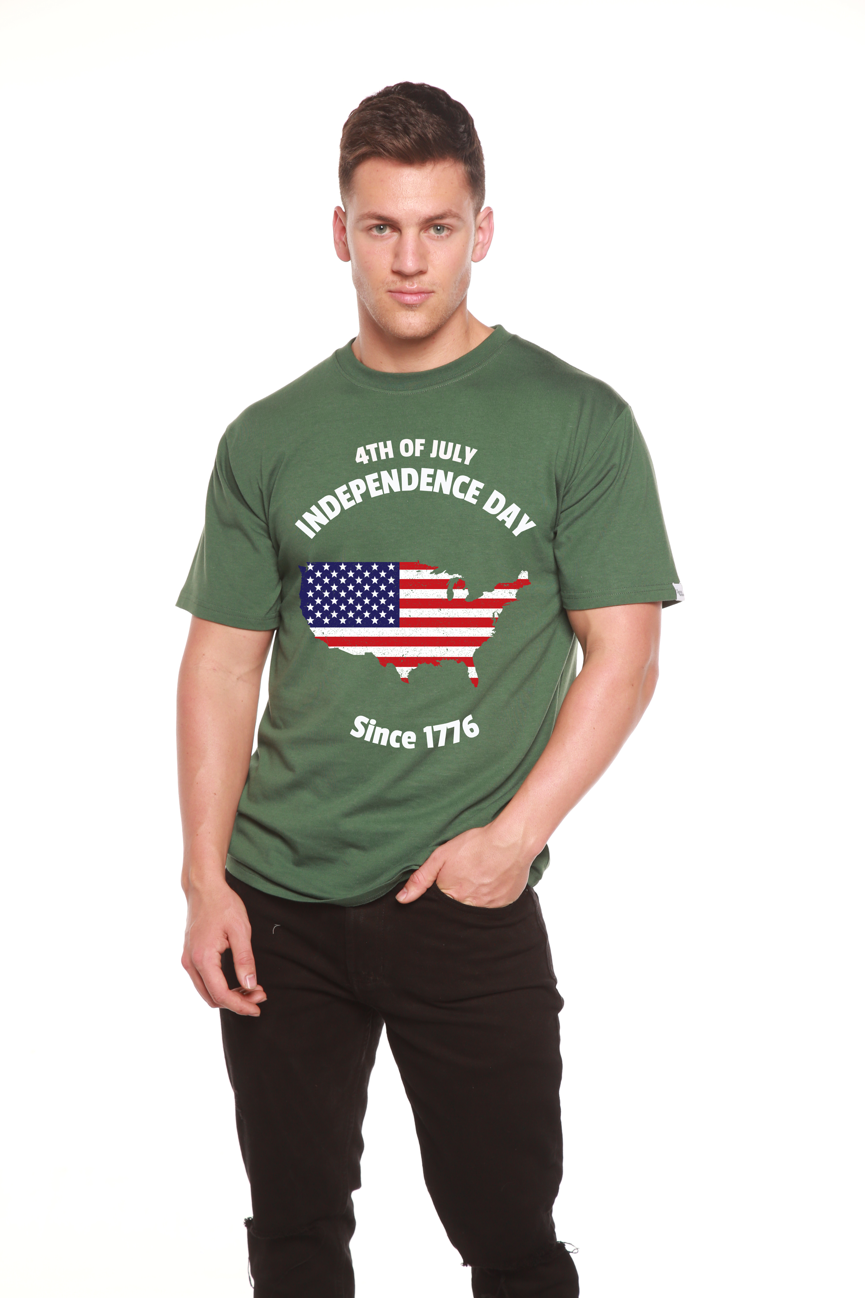 T-shirt graphique à manches courtes en viscose de bambou et coton bio pour homme – Spécial 4 juillet