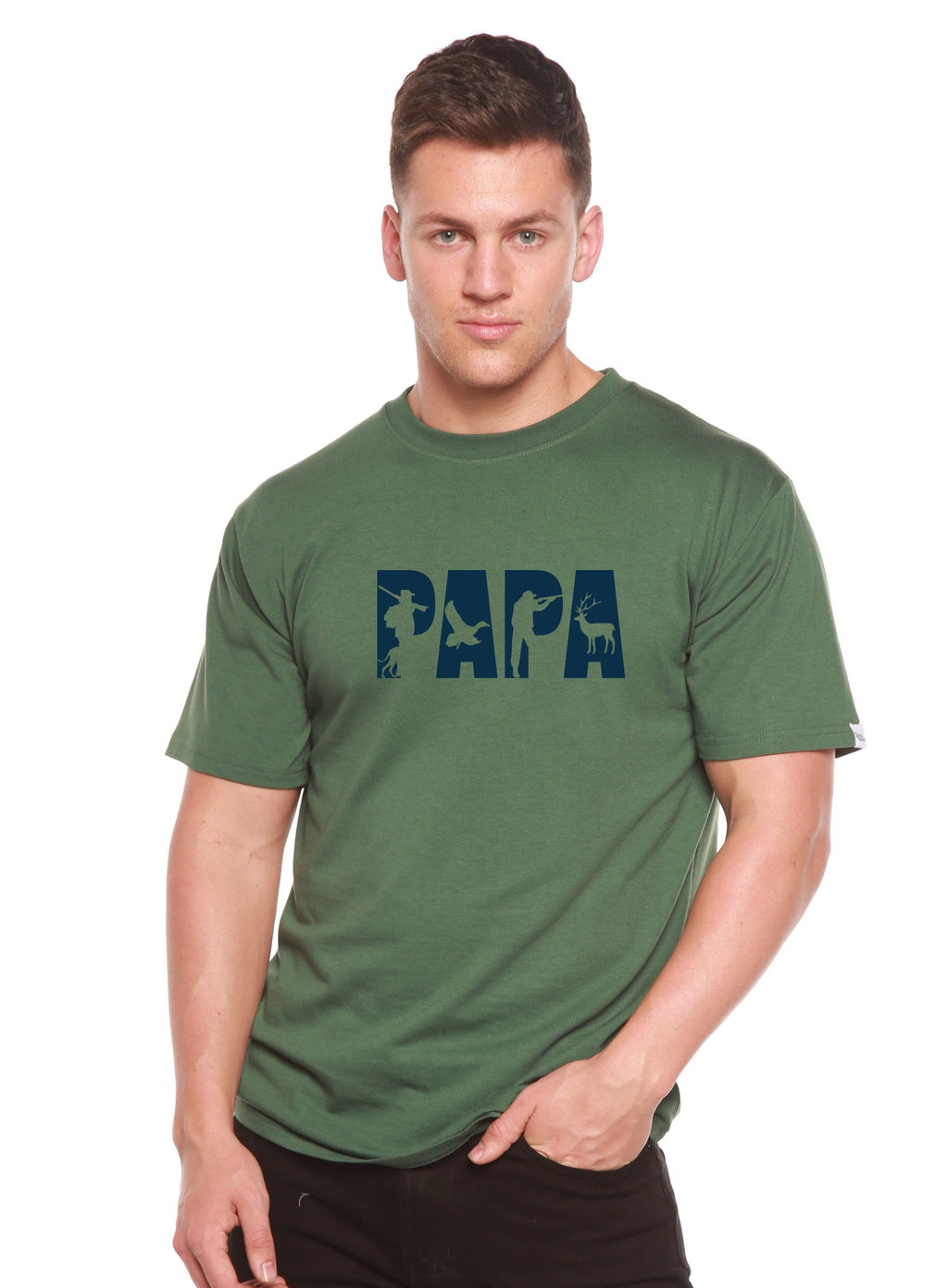 T-shirt graphique à manches courtes en bambou viscose/coton biologique pour homme PAPA