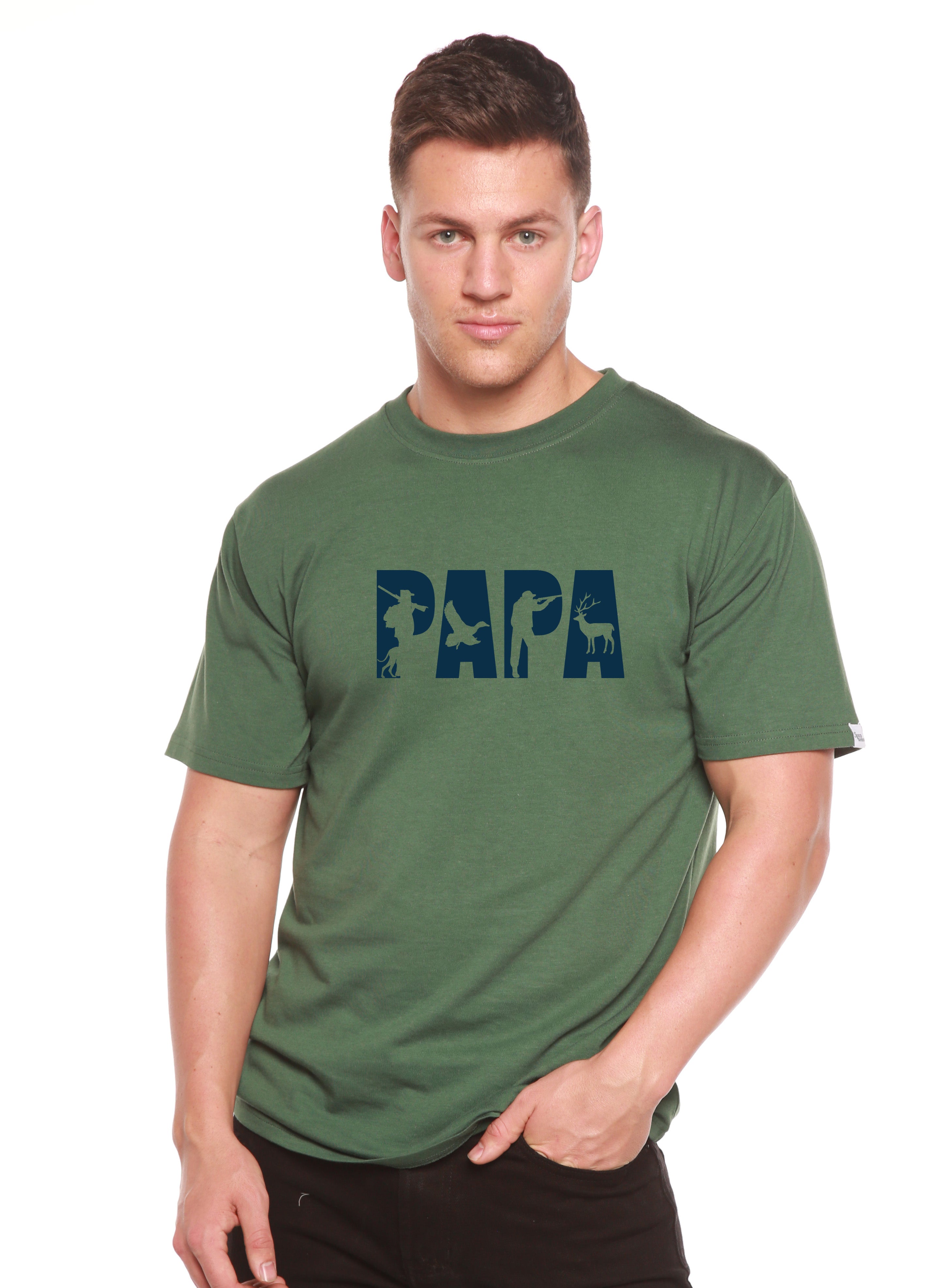 T-shirt graphique à manches courtes en bambou viscose/coton biologique pour homme PAPA